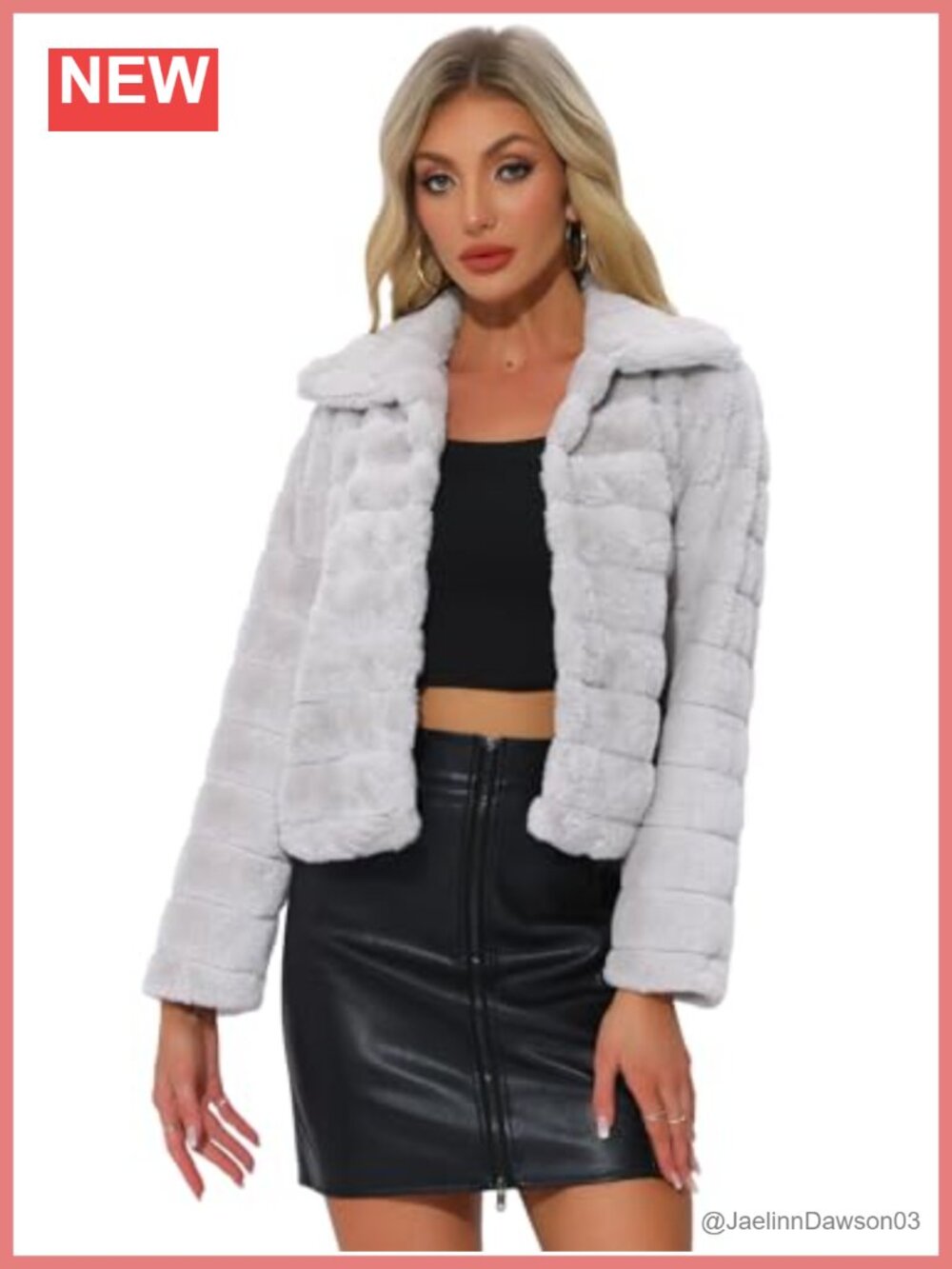 Faux Fur Coat Fluffy Lapel Collar Winter Cropped Jacket